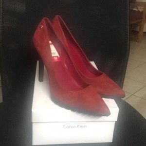 Calvin Klein Red Suede High Heels.  Size 10
